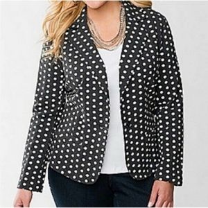 Lane Bryant Heather Charcoal Gray White Polka Dot Knit Blazer Jacket Size 28